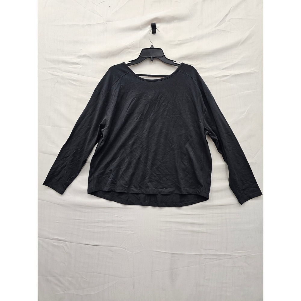 Member's Mark Womens Long Sleeve Active‎ Tee Black Cotton Blend Workout Size L